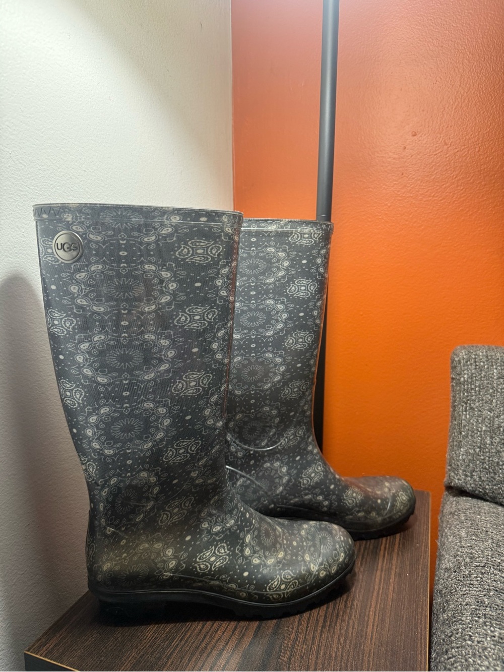 UGG Black Patterned Rain Boot Soles